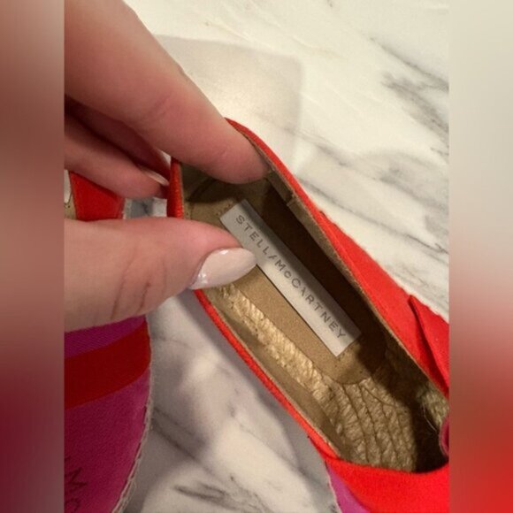 EUC-$500 STELLA MCCARTNEY Logo Bicolor Striped Espadrilles Cap Toe Flats - Picture 3 of 14